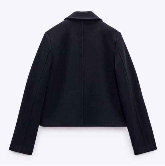 New Zara Cropped Gold Button Front Navy Jacket Blogger Fav NWT Small 3046/086 - Picture 13 of 16